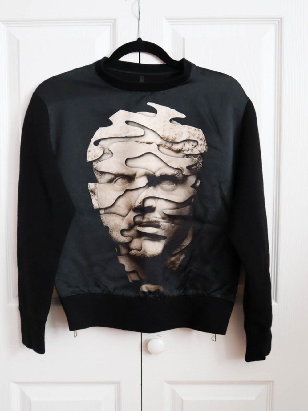 Neil Barret Sliced Hybrid Neoclassical Statue Sweatshirt XS Side Zippers Italy